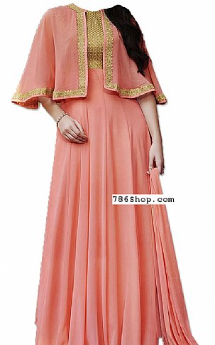  Peach Georgette Suit | Pakistani Dresses in USA- Image 1