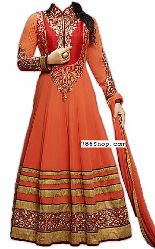  Rust Chiffon Suit | Pakistani Dresses in USA- Image 1