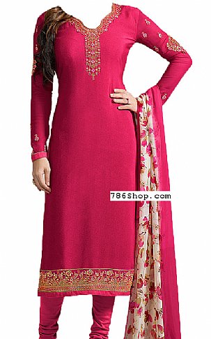  Hot Pink Georgette Suit | Pakistani Dresses in USA- Image 1