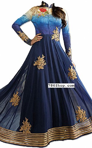  Blue Chiffon Suit | Pakistani Dresses in USA- Image 1