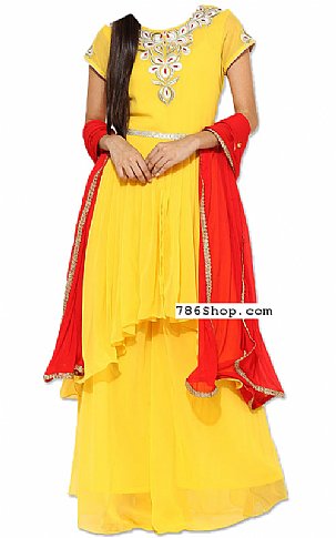  Yellow Chiffon Suit | Pakistani Dresses in USA- Image 1