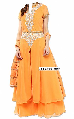  Orange Chiffon Suit | Pakistani Dresses in USA- Image 1