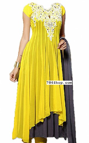  Yellow Chiffon Suit | Pakistani Dresses in USA- Image 1