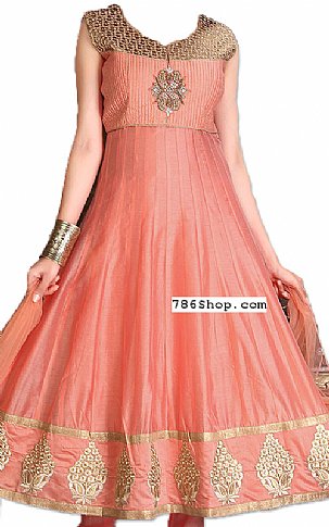  Peach Silk Suit | Pakistani Dresses in USA- Image 1