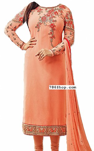  Peach Georgette Suit | Pakistani Dresses in USA- Image 1