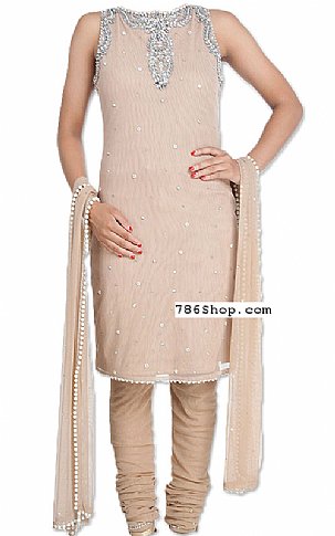 Fawn Chiffon Suit | Pakistani Dresses in USA- Image 1