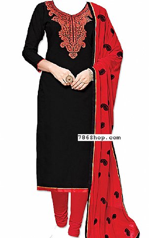  Black/Red Georgette Suit | Pakistani Dresses in USA- Image 1