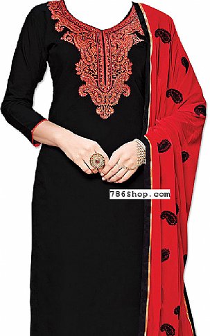  Black/Red Georgette Suit | Pakistani Dresses in USA- Image 2