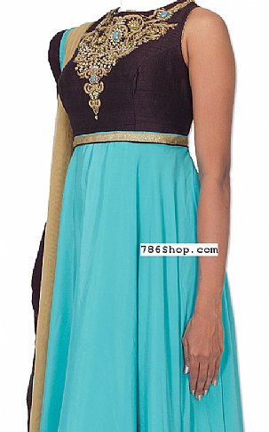  Plum/Turquoise Georgette Suit | Pakistani Dresses in USA- Image 2