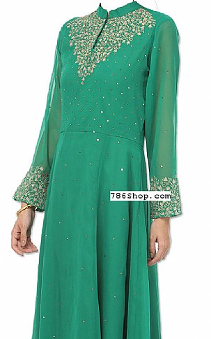  Teal Green Chiffon Suit | Pakistani Dresses in USA- Image 2