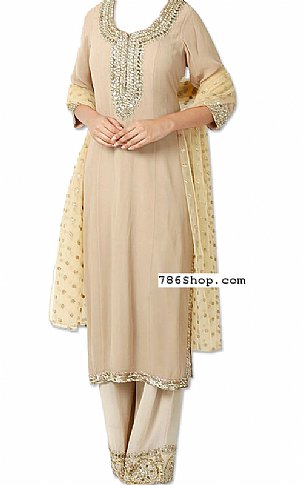  Fawn Chiffon Suit | Pakistani Dresses in USA- Image 1