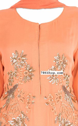  Peach Chiffon Suit | Pakistani Dresses in USA- Image 2