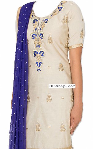  Off-white/Indigo Georgette Suit | Pakistani Dresses in USA- Image 2