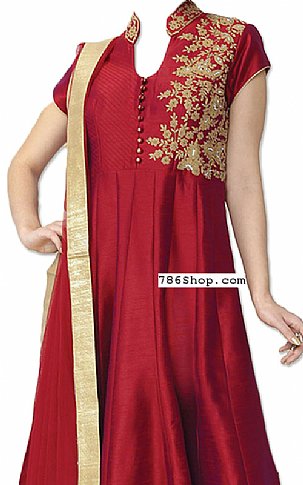  Maroon Silk Suit | Pakistani Dresses in USA- Image 2