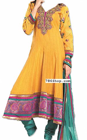 Gold Yellow Georgette Suit | Pakistani Dresses in USA- Image 1