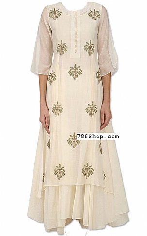  Off-white Georgette Suit | Pakistani Wedding Dresses- Image 1