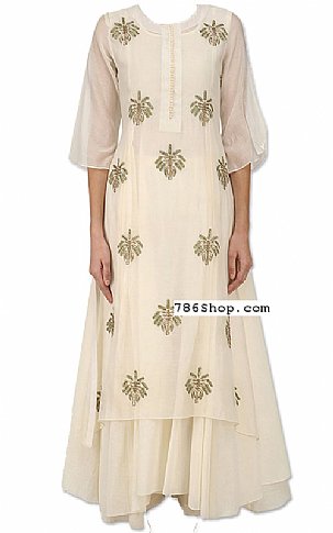  Off-white Georgette Suit | Pakistani Wedding Dresses USA- Image 1