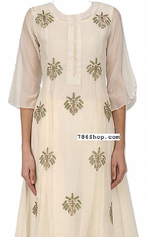  Off-white Georgette Suit | Pakistani Wedding Dresses- Image 2