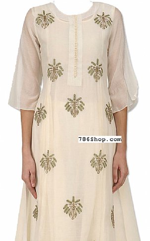  Off-white Georgette Suit | Pakistani Wedding Dresses USA- Image 2