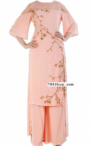  Light Peach Georgette Suit | Pakistani Dresses in USA- Image 1