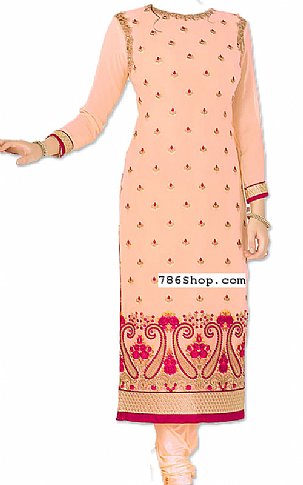  Peach Georgette Suit | Pakistani Dresses in USA- Image 1