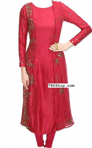  Magenta Silk Suit | Pakistani Dresses in USA- Image 1
