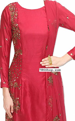  Magenta Silk Suit | Pakistani Dresses in USA- Image 2