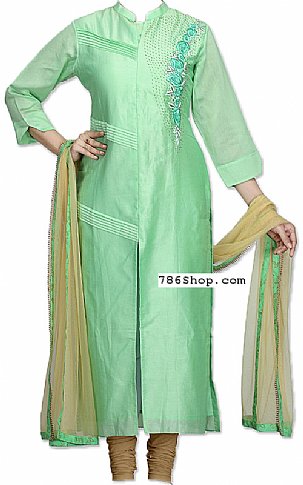  Mint Green Silk Suit | Pakistani Dresses in USA- Image 1