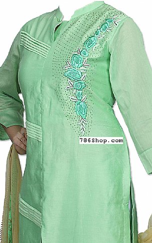  Mint Green Silk Suit | Pakistani Dresses in USA- Image 2