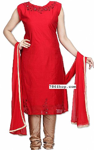  Red Silk Suit | Pakistani Dresses in USA- Image 1
