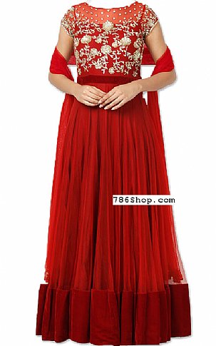  Red Net Suit | Pakistani Dresses in USA- Image 1