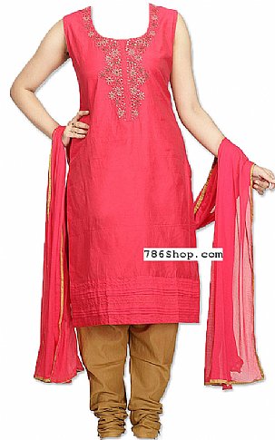  Hot Pink Silk Suit | Pakistani Dresses in USA- Image 1