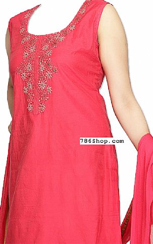  Hot Pink Silk Suit | Pakistani Dresses in USA- Image 2