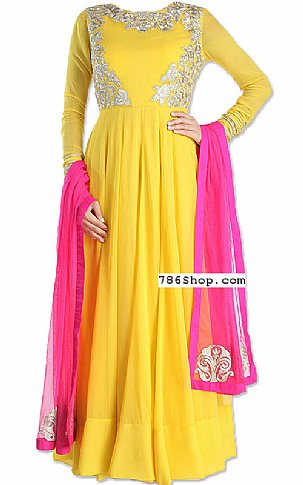  Yellow Chiffon Suit | Pakistani Dresses in USA- Image 1