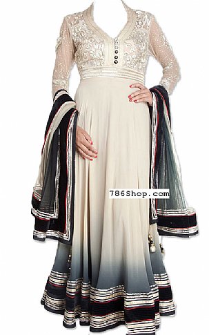  Off-white/Grey Chiffon Suit | Pakistani Dresses in USA- Image 1