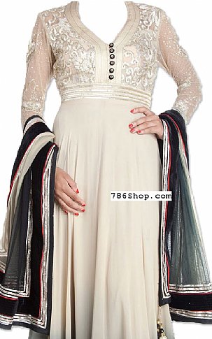  Off-white/Grey Chiffon Suit | Pakistani Dresses in USA- Image 2