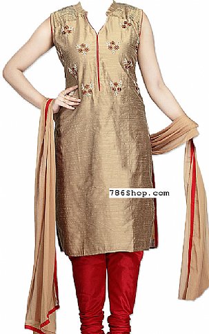  Bronze Silk Suit | Pakistani Dresses in USA- Image 1