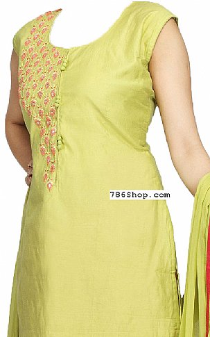  Apple Green Silk Suit | Pakistani Dresses in USA- Image 2