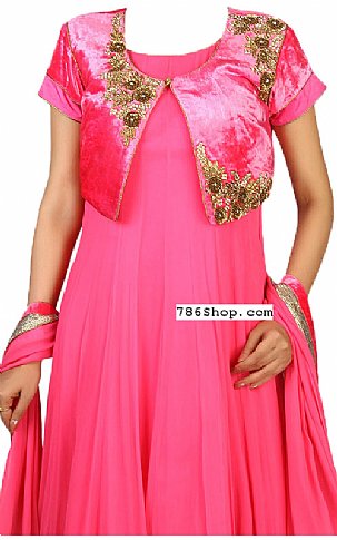  Hot Pink Chiffon Suit | Pakistani Dresses in USA- Image 2