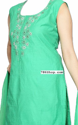  Sea Green Silk Suit | Pakistani Dresses in USA- Image 2