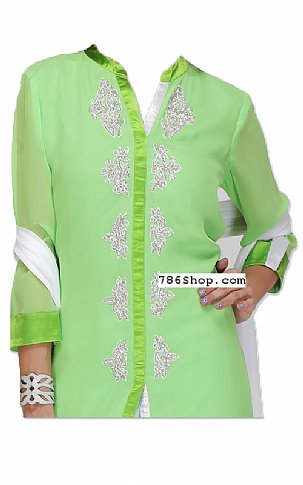  Apple Green Chiffon Suit | Pakistani Dresses in USA- Image 2