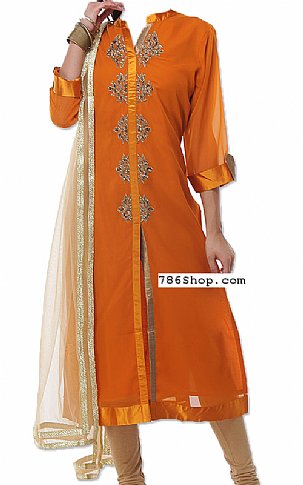  Rust Chiffon Suit | Pakistani Dresses in USA- Image 1