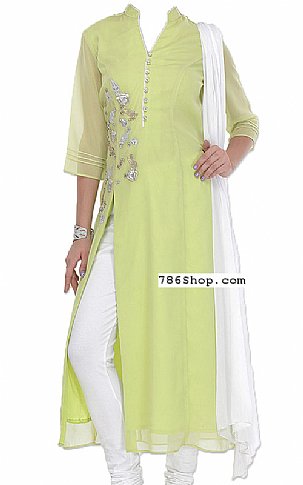  Light Green Chiffon Suit | Pakistani Dresses in USA- Image 1