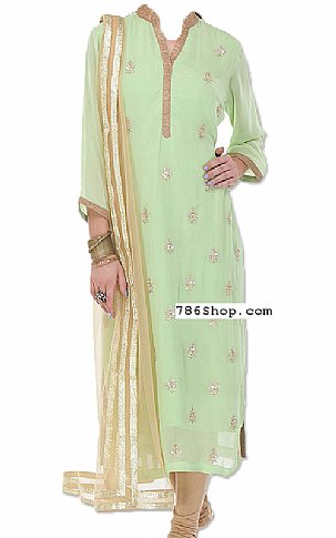  Mint Green Chiffon Suit | Pakistani Dresses in USA- Image 1
