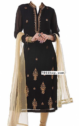  Black Chiffon Suit | Pakistani Dresses in USA- Image 1