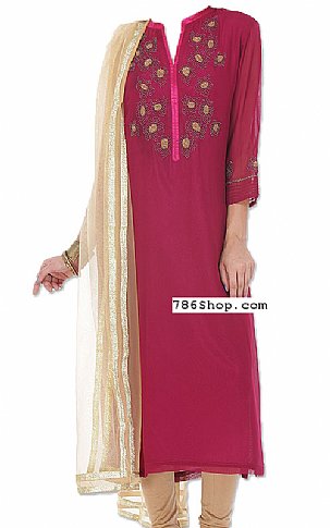  Magenta Chiffon Suit | Pakistani Dresses in USA- Image 1