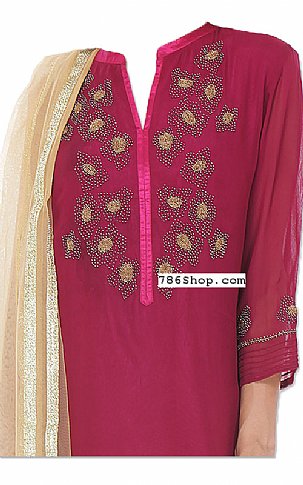  Magenta Chiffon Suit | Pakistani Dresses in USA- Image 2