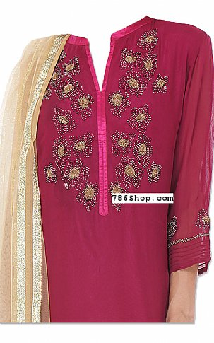  Magenta Chiffon Suit | Pakistani Dresses in USA- Image 2