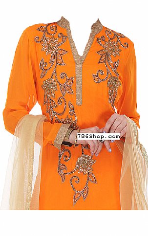  Orange Chiffon Suit | Pakistani Dresses in USA- Image 2