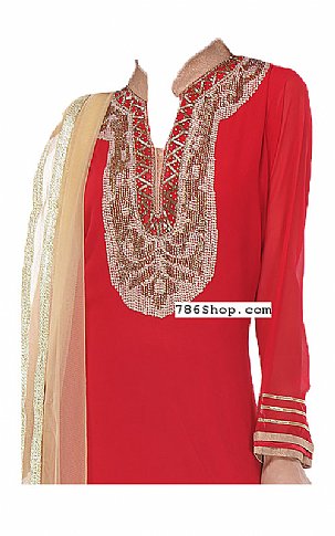  Red Chiffon Suit | Pakistani Dresses in USA- Image 2